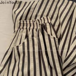 Japanese Vintage Skirt for Women 2025 Faldas Mujer De Moda High Waist A-line Jupe Folds Striped Saia Loose Summer Skirts 27v422