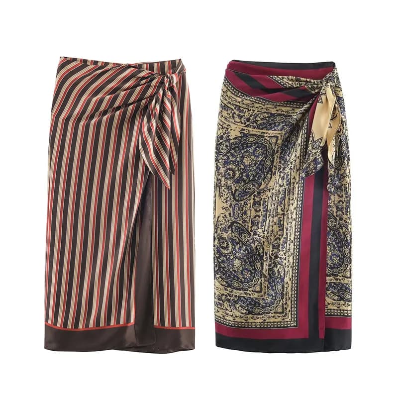 2026 Autumn New Women's Clothing Casual Fashion Versatile Elegant Temperament Vacation Style Paisley Wrapped Skirt