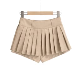 High Waist ort Pants Splice Skirt Women's Retro Two-Way Wear Pleated Skirt Double Hole Slit f Body Skirt