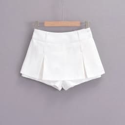 High Waist ort Pants Splice Skirt Women's Retro Two-Way Wear Pleated Skirt Double Hole Slit f Body Skirt