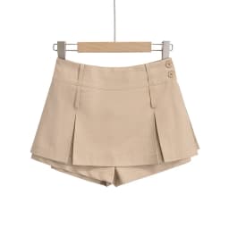 High Waist ort Pants Splice Skirt Women's Retro Two-Way Wear Pleated Skirt Double Hole Slit f Body Skirt