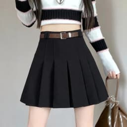 Women's High Waist Gray Pleated Skirt Summer New Preppy Style Slim Fit A-line Skirts Woman Solid Color Casual Student Mini Skirt
