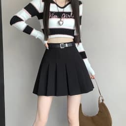 Women's High Waist Gray Pleated Skirt Summer New Preppy Style Slim Fit A-line Skirts Woman Solid Color Casual Student Mini Skirt