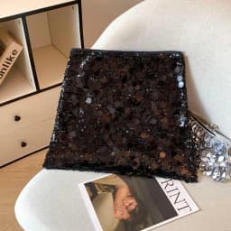 Autumn 2025 New Black Gold Sequined Sexy Club Slim Party Half Short Skirt Vintage Women High Waist Hip Wrapped Zipper Mini Skirt