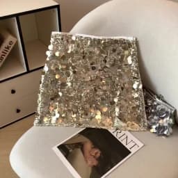 Autumn 2025 New Black Gold Sequined Sexy Club Slim Party Half Short Skirt Vintage Women High Waist Hip Wrapped Zipper Mini Skirt