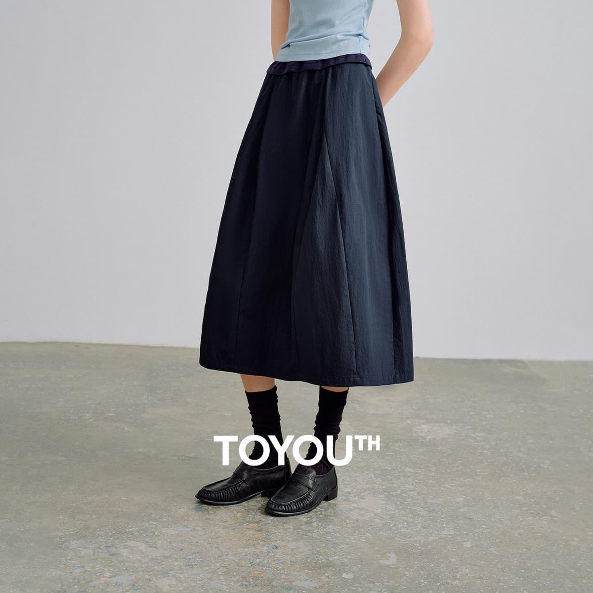 TOYOUTH Women Cloud Cocoon Midi Skirts 2026 Spring-Summer New White Soft Bud Skirts Commuter Casual Skirts