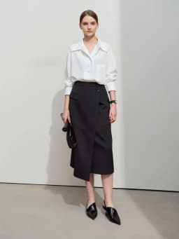 Amii Minimalist 2025 Autumn Midi Skirts Women Commute Elegant Office Lady Versatile Asymmetrical Drape Straight Skirt 12521006