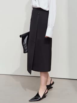 Amii Minimalist 2025 Autumn Midi Skirts Women Commute Elegant Office Lady Versatile Asymmetrical Drape Straight Skirt 12521006