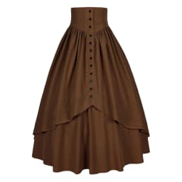 Vintage Medieval Maxi Skirt for Women Victorian High Waist Party A Line Long Skirt Gothic Buttons Ruffled Hem Pleated Skirts