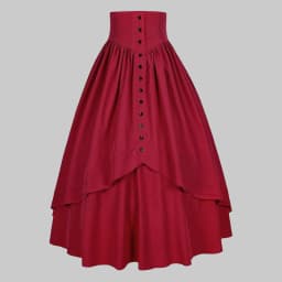 Vintage Medieval Maxi Skirt for Women Victorian High Waist Party A Line Long Skirt Gothic Buttons Ruffled Hem Pleated Skirts