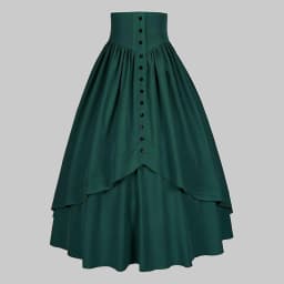 Vintage Medieval Maxi Skirt for Women Victorian High Waist Party A Line Long Skirt Gothic Buttons Ruffled Hem Pleated Skirts