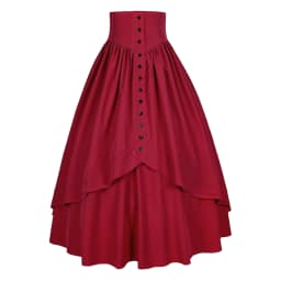 Vintage Medieval Maxi Skirt for Women Victorian High Waist Party A Line Long Skirt Gothic Buttons Ruffled Hem Pleated Skirts