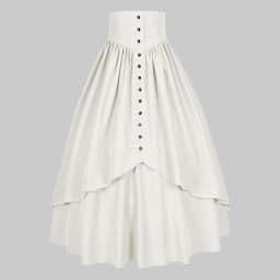 Vintage Medieval Maxi Skirt for Women Victorian High Waist Party A Line Long Skirt Gothic Buttons Ruffled Hem Pleated Skirts