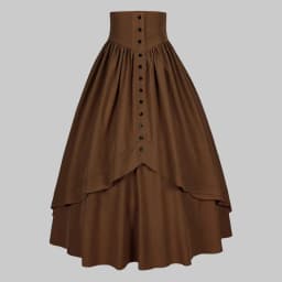 Vintage Medieval Maxi Skirt for Women Victorian High Waist Party A Line Long Skirt Gothic Buttons Ruffled Hem Pleated Skirts