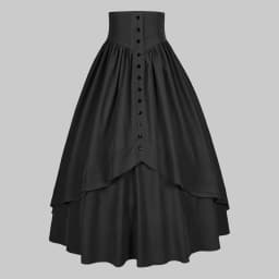 Vintage Medieval Maxi Skirt for Women Victorian High Waist Party A Line Long Skirt Gothic Buttons Ruffled Hem Pleated Skirts