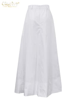 Clacive Fashion Loose White Cotton Women's Skirt 2025 Casual High Waist Long Skirts Elegant Classic Solid Skirt Female Clothing