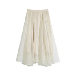 Elegant Pearl Mesh Midi Skirt Women Fashion Beading Patchwork Skirts Skirts Summer Streetwear Korean Casual Design A Line Faldas