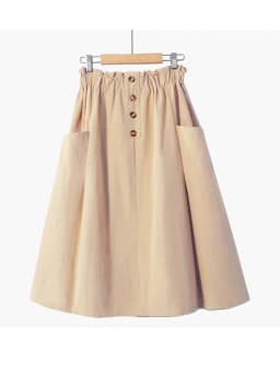 Women Summer Skirt Spring Korean Style Casual Solid High Waist  A-Line Midi Skirts With Pocket Girls Elegant Faldas