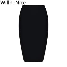 Willbenice Sexy Office Bandage Skirts Nude Purple White Bodycon Slim Womens Knee Length Hot Pink Fuchia Black Pencil Maxi Skirts