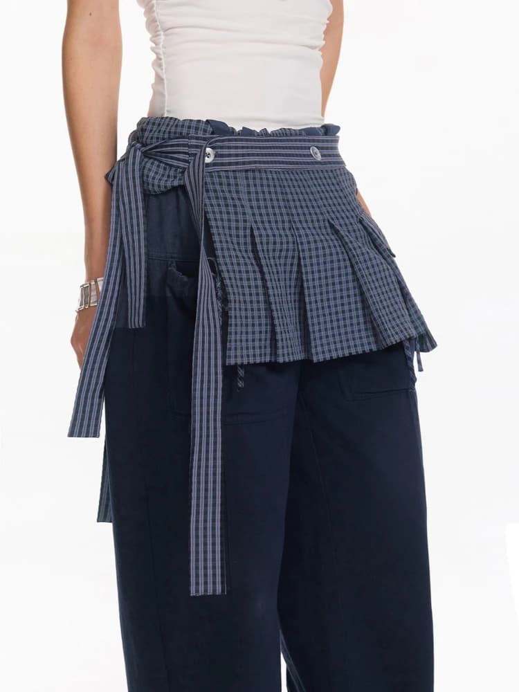 Y2k Harajuku Vintage Skirts Plaid Pleated Bandage Irregular All Match Mini Skirt American Streetwear Punk Gothic Women Clothing
