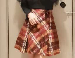 Kuzuwata New Vintage A-line Ruched Plaid Skirt High Waist All-match Wool Tweed Falda Japan Slim Minority Office Lady Mujer Falda