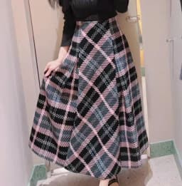 Kuzuwata New Vintage A-line Ruched Plaid Skirt High Waist All-match Wool Tweed Falda Japan Slim Minority Office Lady Mujer Falda