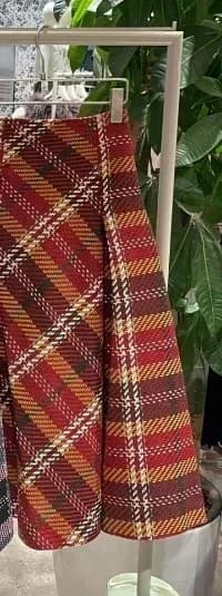 Kuzuwata New Vintage A-line Ruched Plaid Skirt High Waist All-match Wool Tweed Falda Japan Slim Minority Office Lady Mujer Falda