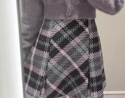 Kuzuwata New Vintage A-line Ruched Plaid Skirt High Waist All-match Wool Tweed Falda Japan Slim Minority Office Lady Mujer Falda