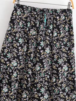Vintage Chic Women Summer Tassel Elastic Waist Boho Skirt with Pockets Floral Printed Ruffles Beach Bohemian Pleated Maxi Skirts