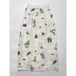 Summer Beige Soft Linen A-line Skirt Women High Waist Fun Print Front Button Split Wrapped Hip Long Skirt Brand
