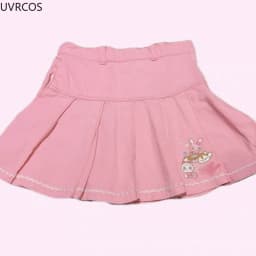 Pink Sweet Japanese Lolita Style Pleated Skirt Women Korean Kawaii Cartoon Embroidery Short Skirts Female Cute Cake Mini Skirts