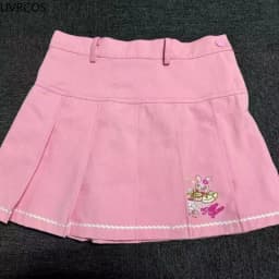 Pink Sweet Japanese Lolita Style Pleated Skirt Women Korean Kawaii Cartoon Embroidery Short Skirts Female Cute Cake Mini Skirts