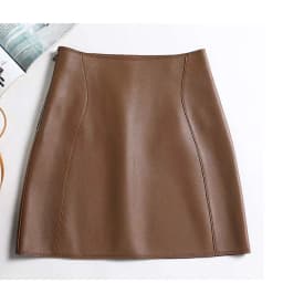 Genuine Leather Sexy Mini Skirt Women 2025 Spring South Korean Fashion High Waist A-line Skirt High street