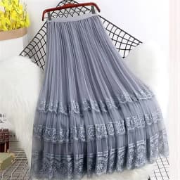 2026 Korean Spring Autumn New Female 6 Colors 3 Layers Fashion Lace Hollow Long Skirts Lining Mesh Lace Dance Skirt Clothes