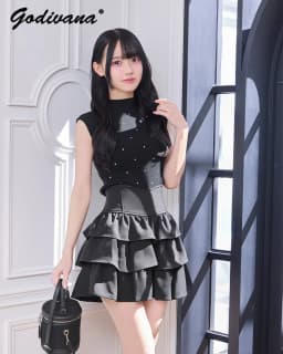 Japanese Style New Spring Summer Ladies Sweet Cake Skirt Solid Color Women's High Waist Slim Elegant Short Culotte Mini Skirts