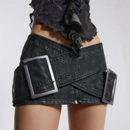 KUCLUT Fashion Worn Out Cross Belt Leather Low Waist Mini Skirt For Women Versatile Motorcycle Style Wrapped Hip Skirts 1A568