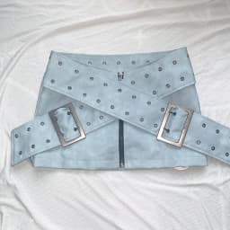 KUCLUT Fashion Worn Out Cross Belt Leather Low Waist Mini Skirt For Women Versatile Motorcycle Style Wrapped Hip Skirts 1A568