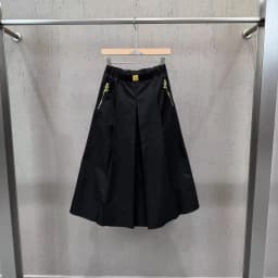 High Street Skirts Women's Retro Double Zipper Pocket Elastic Waist Elegant Style A-line Streetwear Skirt Nylon Fabric