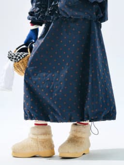 Velvet Polka Dot Lantern Skirt, Elastic - Waist Pocket Design, Retro Commute, Artistic & Chic 255282