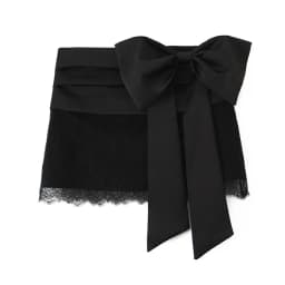 Sexy Women Lace Trim Bow Mini Skirt Mid-rise Black Skirts