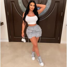 CM.YAYA Women Fashion Cargo Stacked Ruched Front Pocket Side Midi Mini Skirts 2025 Summer Streetwear Sporty Sexy Pencil Skirt