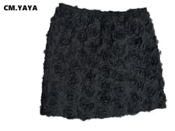 CM.YAYA Women Fashion Rose Floral Bodycon Midi A-line Mini Skirt 2025 Sexy Summer Party Clubwear Night Prom Birthday Skirts