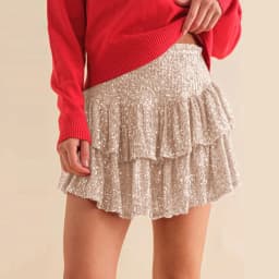 Women Ruffle Sequins Skirt Fashion Casual High Waist Pleated Skirt Pink Fashion Dance Carnival Party Shorts Sexy Streetwear