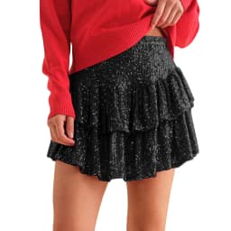 Women Ruffle Sequins Skirt Fashion Casual High Waist Pleated Skirt Pink Fashion Dance Carnival Party Shorts Sexy Streetwear