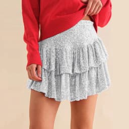 Women Ruffle Sequins Skirt Fashion Casual High Waist Pleated Skirt Pink Fashion Dance Carnival Party Shorts Sexy Streetwear