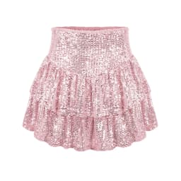 Women Ruffle Sequins Skirt Fashion Casual High Waist Pleated Skirt Pink Fashion Dance Carnival Party Shorts Sexy Streetwear