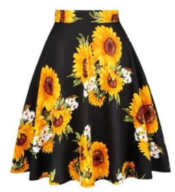 2025 New Arrival Summer A Line Vintage Floral Skirt 50s Pin Up Style Rockabilly Swing Skirts Women Retro High Waist Midi Skirt