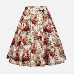 2025 New Arrival Summer A Line Vintage Floral Skirt 50s Pin Up Style Rockabilly Swing Skirts Women Retro High Waist Midi Skirt