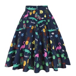 2025 New Arrival Summer A Line Vintage Floral Skirt 50s Pin Up Style Rockabilly Swing Skirts Women Retro High Waist Midi Skirt