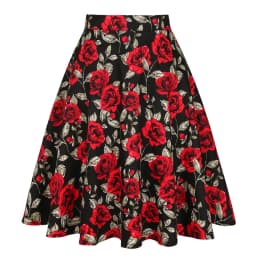 2025 New Arrival Summer A Line Vintage Floral Skirt 50s Pin Up Style Rockabilly Swing Skirts Women Retro High Waist Midi Skirt